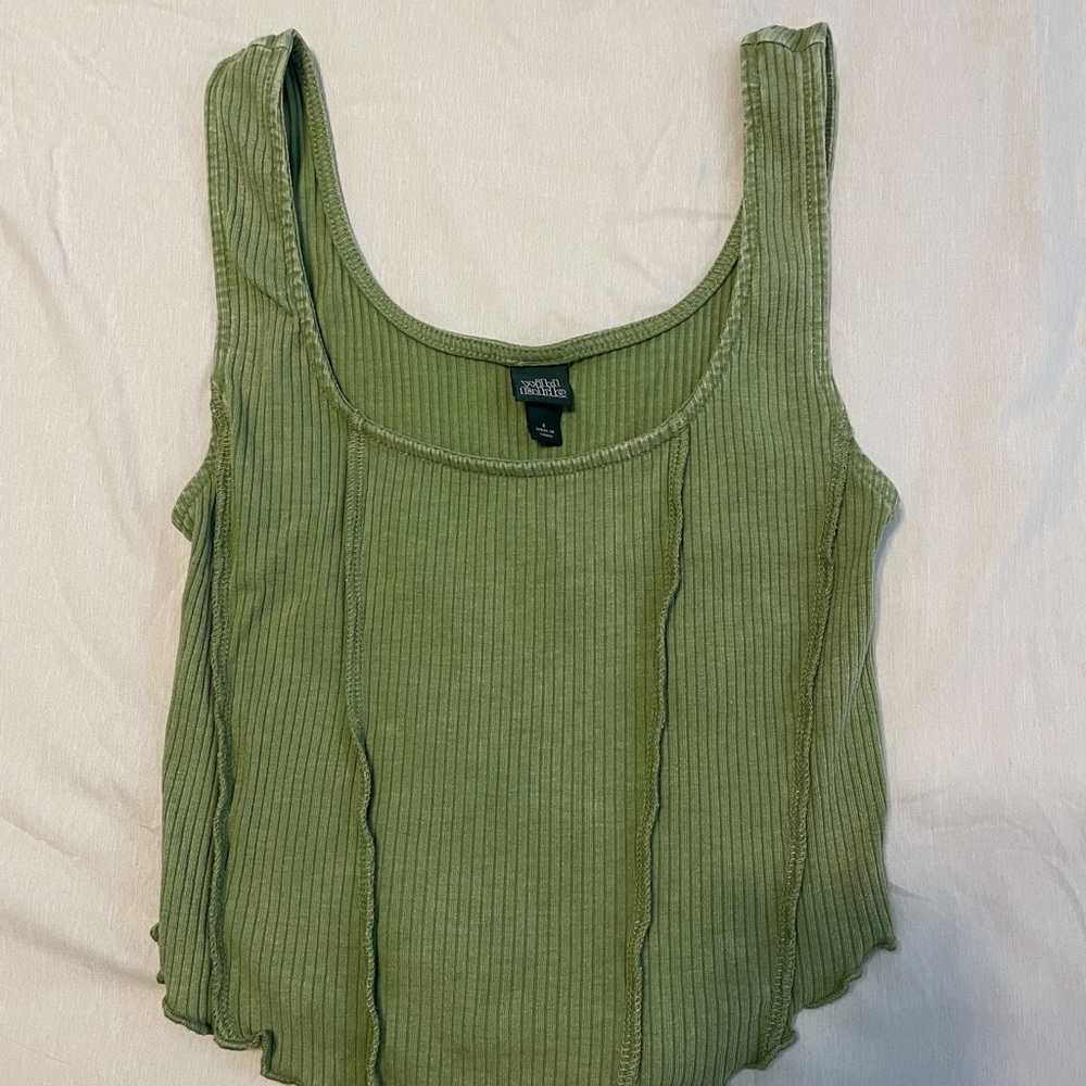 Wild Fable Green Ribbed Relaxed Tank Top